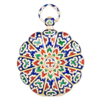 French gold and champlevé enamel cylinder watch Circa 1825