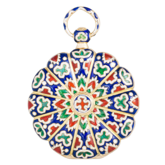French gold and champlevé enamel cylinder watch Circa 1825