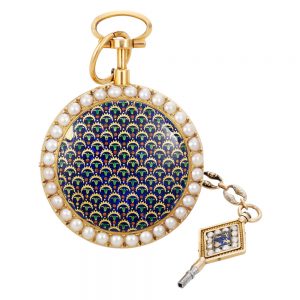 French gold, enamel and pearl set repeating à toc watch Circa 1790