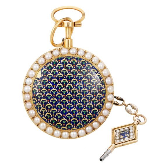 French gold, enamel and pearl set repeating à toc watch Circa 1790 French gold, enamel and pearl set repeating à toc watch Circa 1790