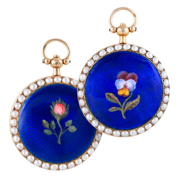 Swiss gold, enamel and pearl-set verge pendant watch Circa 1810