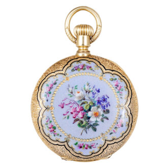 Swiss gold and enamel half hunting cased lever watch Circa 1880