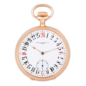 Swiss rose gold Chronometro Gondolo with 24h dial Circa 1905