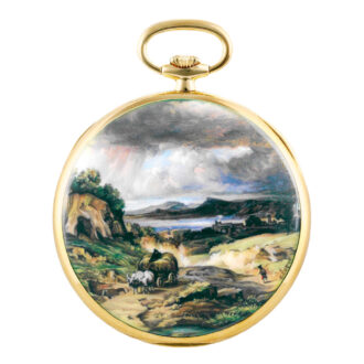 Swiss gold lever with exceptional enamel miniature Circa 1963