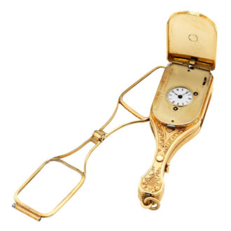 Swiss 18K gold, enamel and diamond-set lorgnette Circa 1850