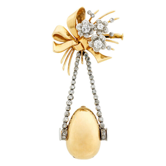 Swiss gold lever fob watch with chain and brooch Circa 1910 Swiss gold lever fob watch with chain and brooch Circa 1910