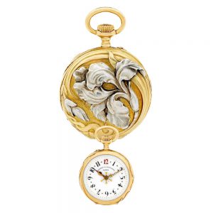 Swiss gold and platinum open faced lever fob watch Circa 1905