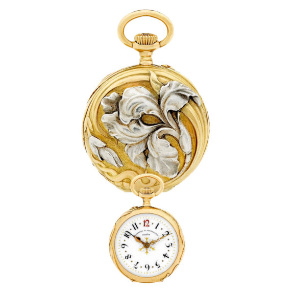 Swiss gold and platinum open faced lever fob watch Circa 1905