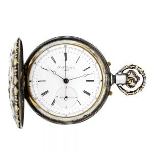 Swiss sterling silver and gold lever chronograph Circa 1880
