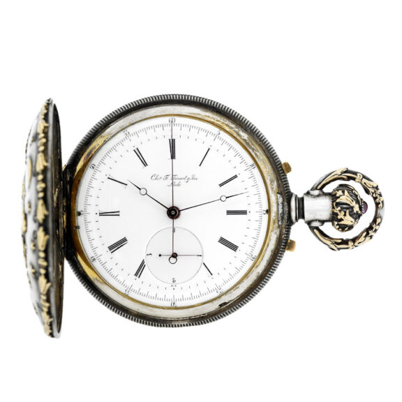 Swiss sterling silver and gold lever chronograph Circa 1880