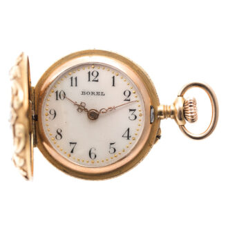 Swiss gold, enamel and stone-set keyless cylinder watch Circa 1885