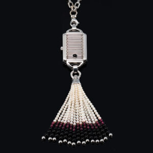 Swiss 18K white gold pendant watch with chatelaine Circa 1995