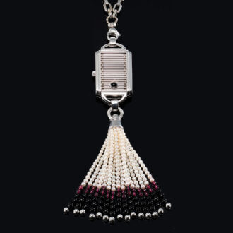 Swiss 18K white gold pendant watch with chatelaine Circa 1995