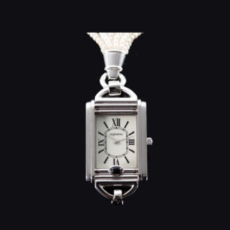 Swiss 18K white gold pendant watch with chatelaine Circa 1995