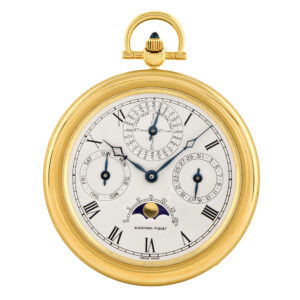 Elegant Swiss 18K gold complicated keyless lever dress watch Circa 1985
