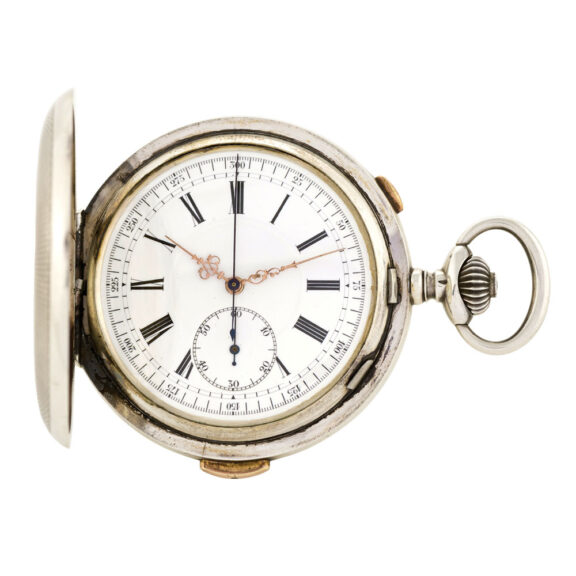Swiss silver hunting cased quarter repeating chronograph Circa 1900