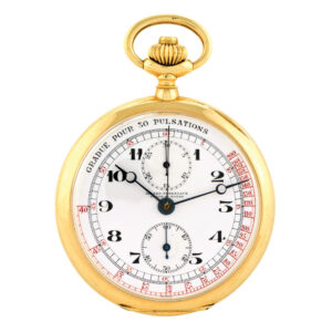 Swiss 18K gold keyless lever chronograph watch Circa 1910