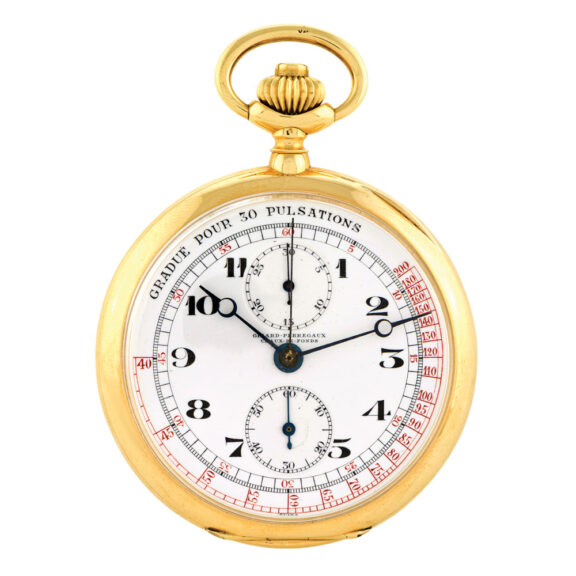 Swiss 18K gold keyless lever chronograph watch Circa 1910