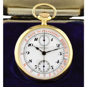 Swiss 18K gold keyless lever chronograph watch Circa 1910