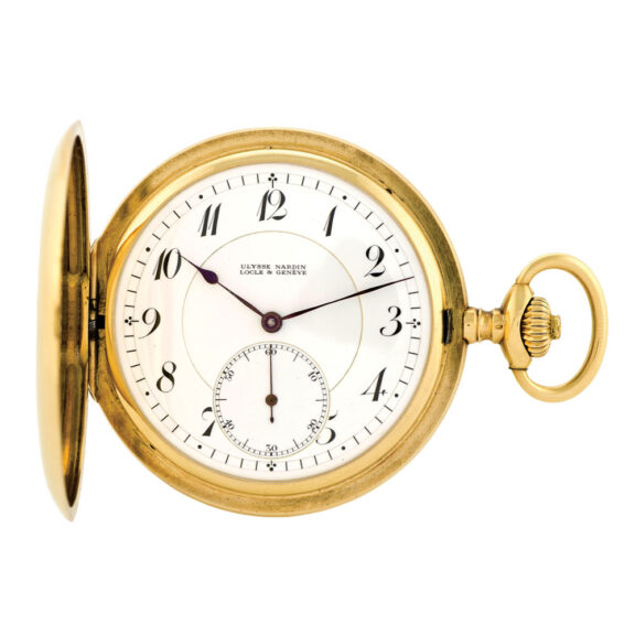 Large Swiss 18K gold hunting cased keyless lever Circa 1910