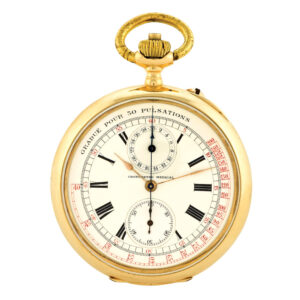 Swiss gold open faced keyless chronograph Circa 1925
