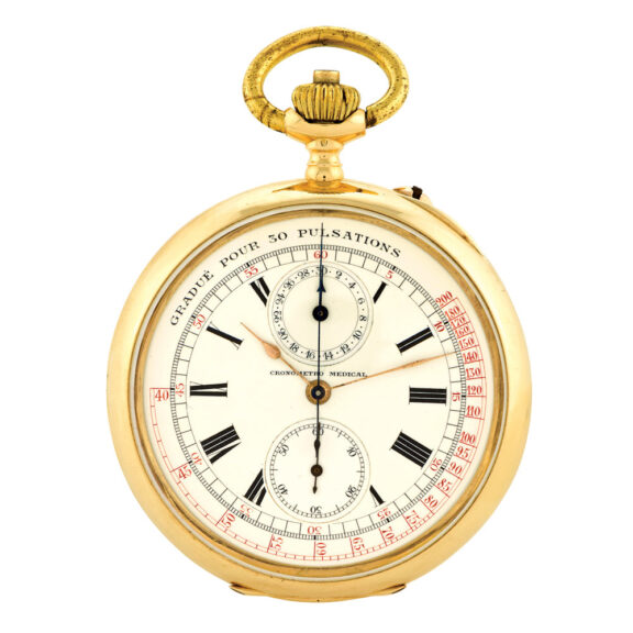 Swiss gold open faced keyless chronograph Circa 1925