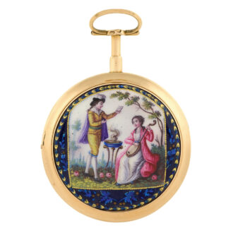 Swiss gold and enamel quarter repeating verge with calendar Circa 1790