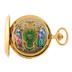 Swiss rose gold quarter repeating Jacquemarts automaton Circa 1890