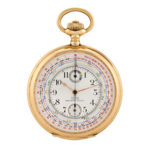 Large Swiss rose gold keyless lever chrono-tachymeter Circa 1910