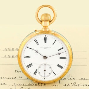 Rare Swiss 18 carat gold keyless lever pocket watch Circa 1872