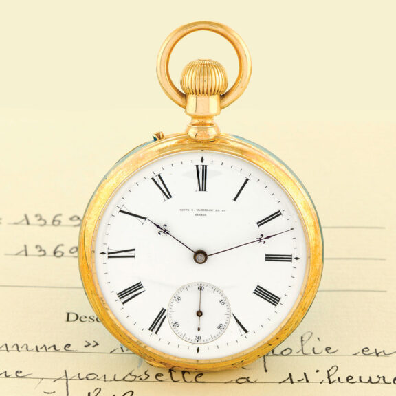 Rare Swiss 18 carat gold keyless lever pocket watch Circa 1872