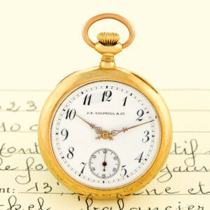 Swiss gold open faced keyless lever pendant watch Circa 1899