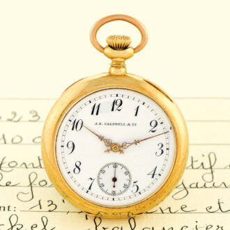 Swiss gold open faced keyless lever pendant watch Circa 1899
