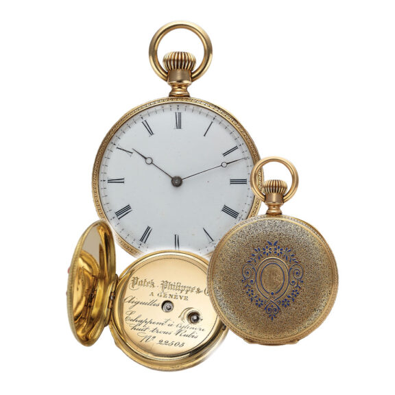 Elegant Swiss 18K gold and enamel cylinder watch Circa 1875 Elegant Swiss 18K gold and enamel cylinder watch Circa 1875