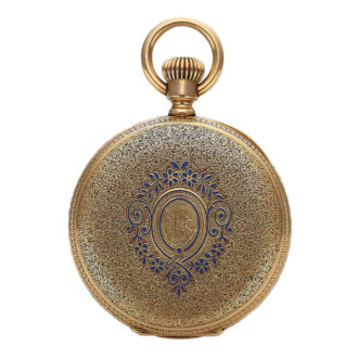 Elegant Swiss 18K gold and enamel cylinder watch Circa 1875