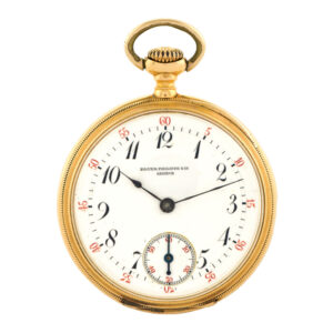 Swiss gold open faced keyless lever pendant watch Circa 1885