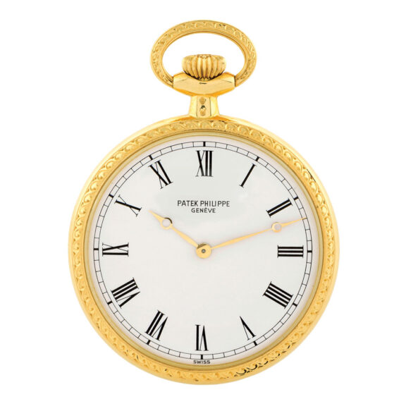 Elegant Swiss 18K gold keyless lever pendant watch Circa 1983
