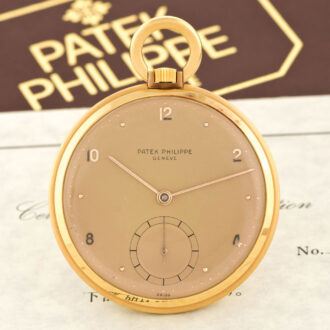 Large Swiss 18K rose gold keyless lever dress watch Circa 1958