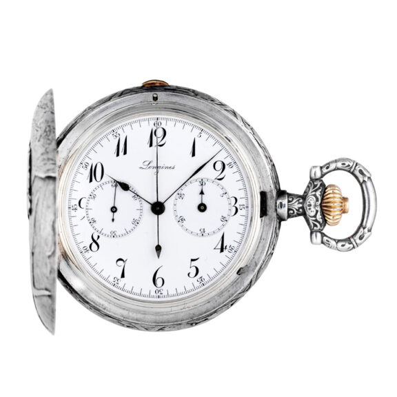 Fine Swiss silver hunting cased lever chronograph Circa 1915 Fine Swiss silver hunting cased lever chronograph Circa 1915