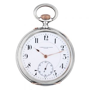 Swiss silver and rose gold open faced keyless lever watch Circa 1890