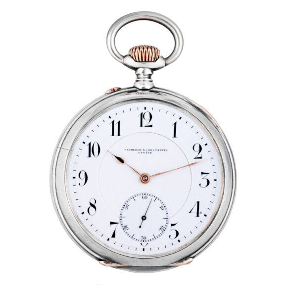 Swiss silver and rose gold open faced keyless lever watch Circa 1890
