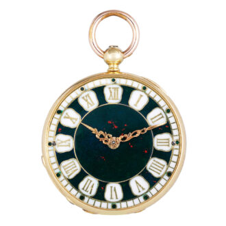 French gold, enamel, ruby and diamond-set cylinder watch Circa 1860