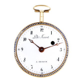 Swiss gold and enamel open faced verge pocket watch Circa 1800