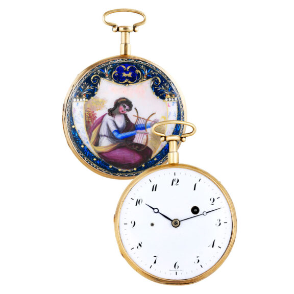 Swiss 18K gold and enamel quarter repeating verge watch Circa 1820