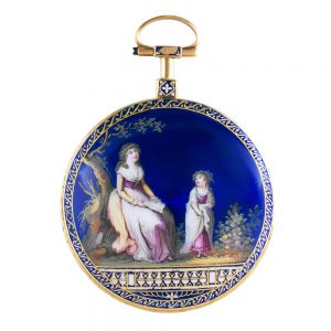 Swiss gold and enamel open faced verge watch Circa 1785