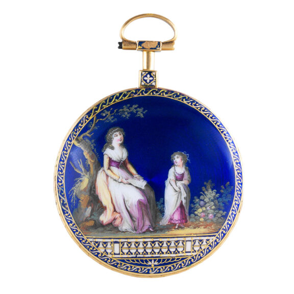 Swiss gold and enamel open faced verge watch Circa 1785