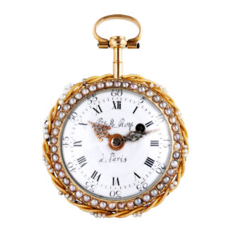 French gold, enamel and pearl-set verge pendant watch Circa 1780