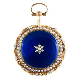 French gold, enamel and pearl-set verge pendant watch Circa 1780