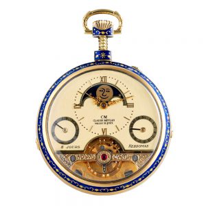 Swiss eight day lever with calendar and moon phases Circa 1970