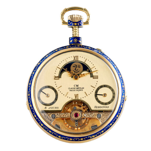 Swiss eight day lever with calendar and moon phases Circa 1970